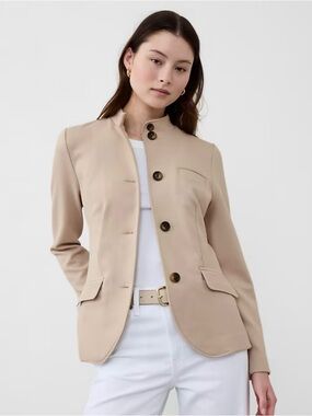 Banana Republic Women's Beige Stand-Collar Blazer